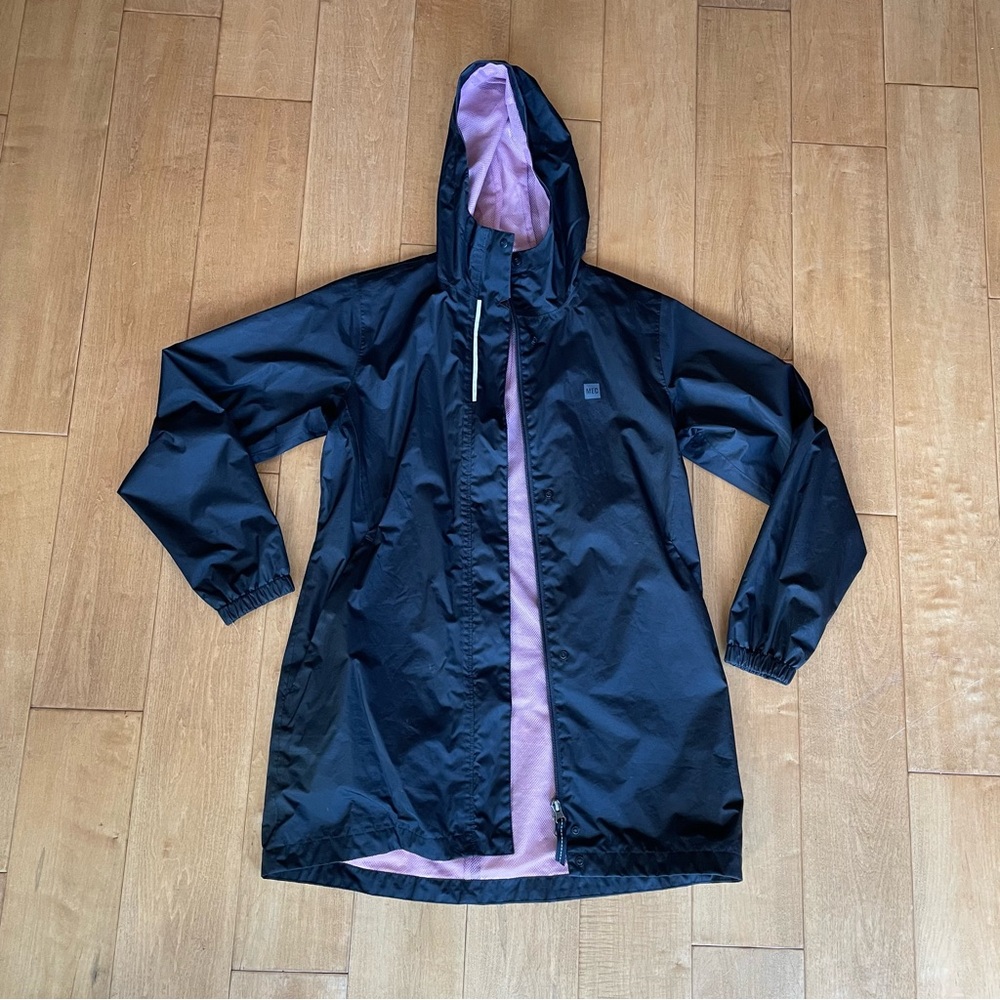 Black MEC rain jacket size 14 youth